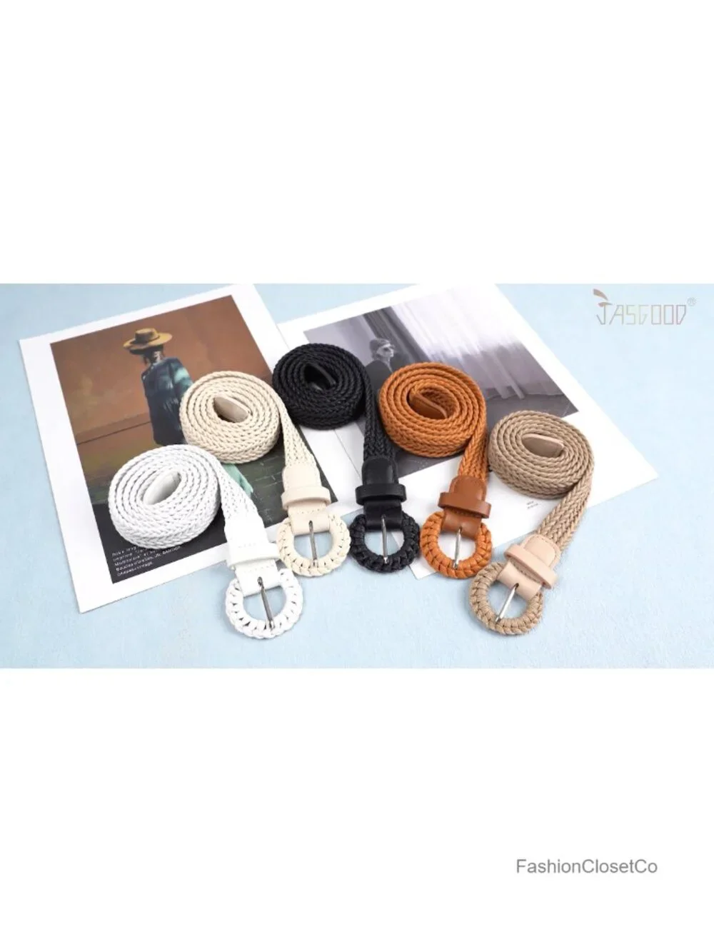 Women's Boho Braided Woven Belt Straw Raffia Waist Strap